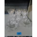 Glassware to include Stuart wine glasses, two vases and a small beaker