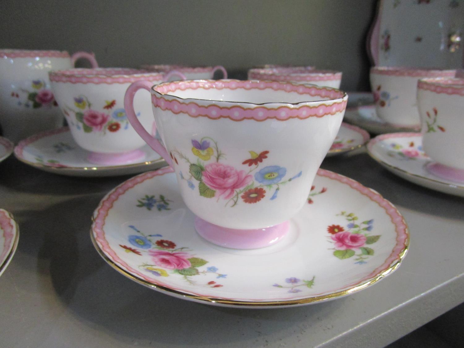 A Shelley part teaset decorated with flower sprays - Image 3 of 3