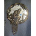 An Art Nouveau style wall hanging mirror 27 1/2" H x 18 1/2"