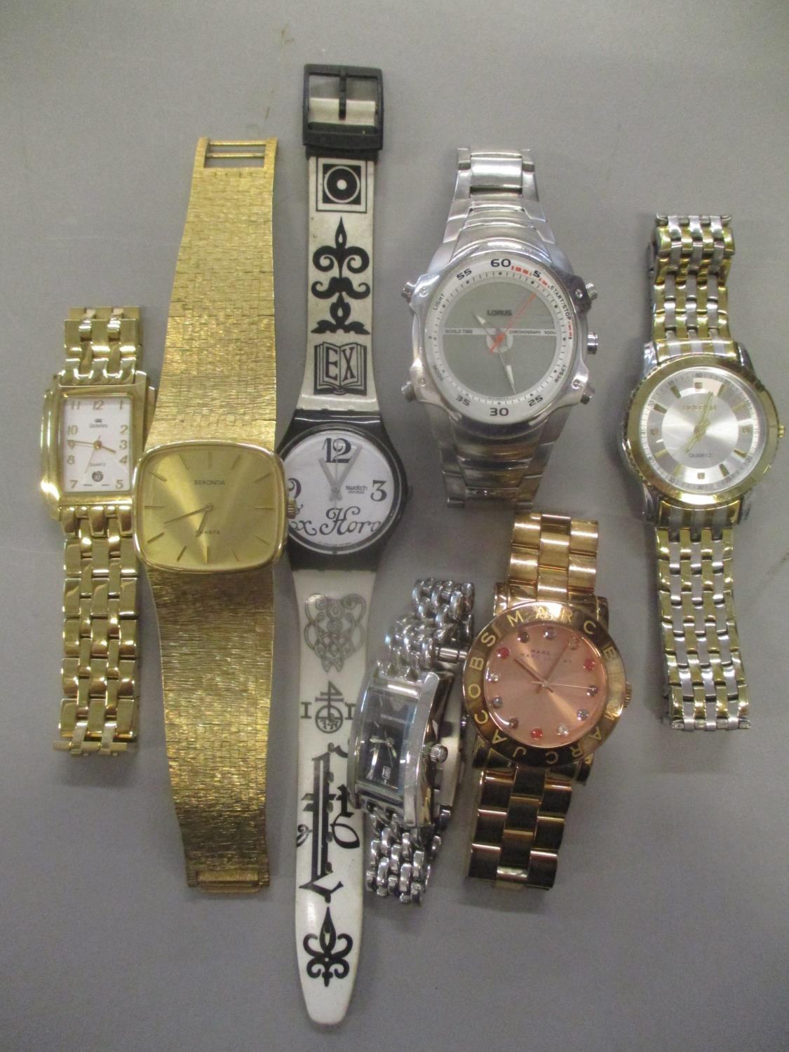 Seven wristwatches to include Swatch, Lorus and others