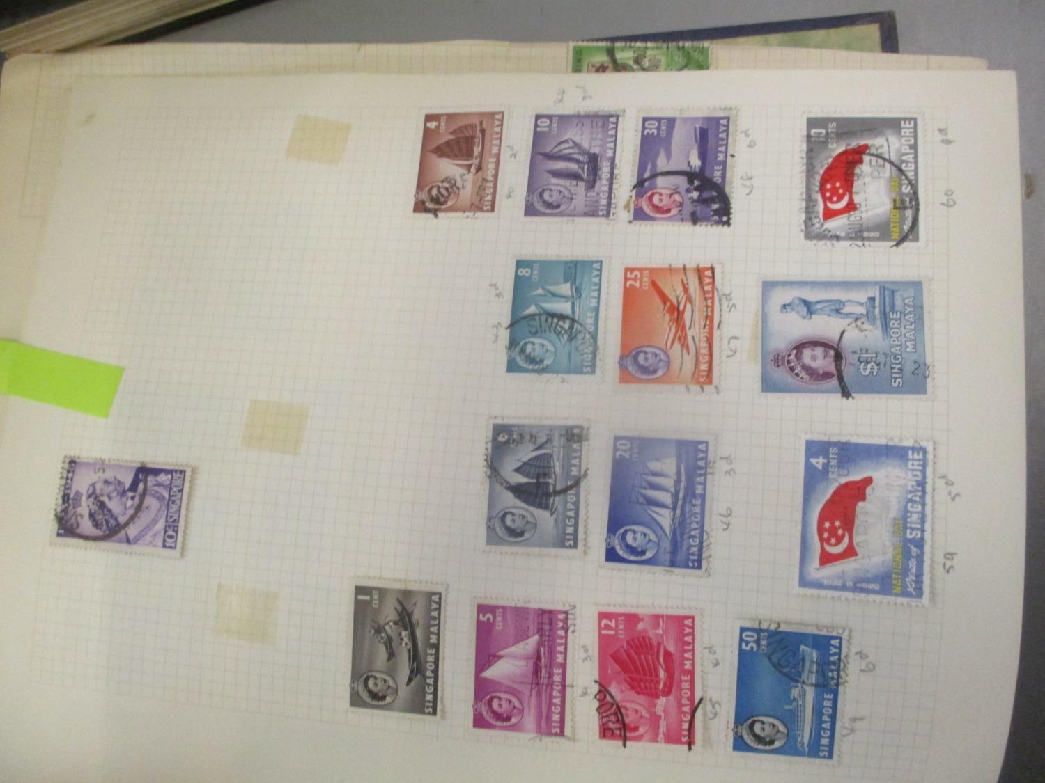 GB postage stamps (GV/GV1/Eliz) in stock books with duplication, together with three albums of - Image 5 of 11