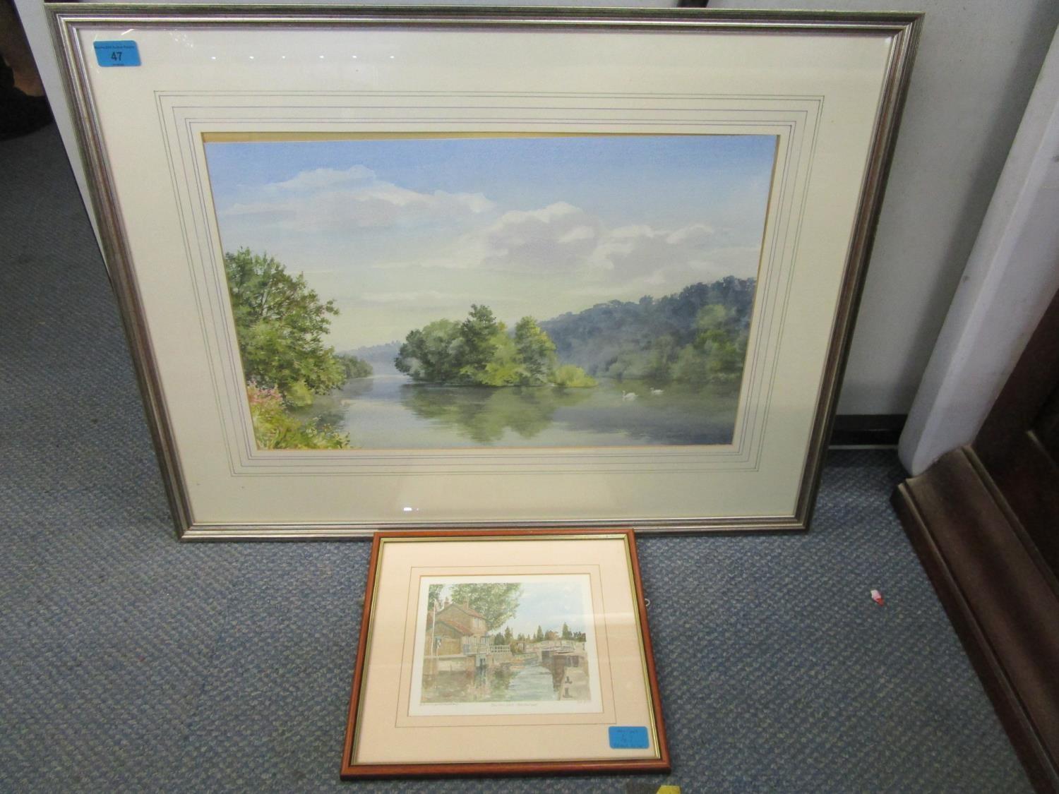 Local interest - Michael Vickery - view of the River Thames near Cliveden with swan to the