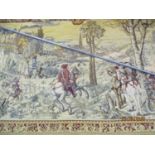 A reproduction Hine tapestry, machine made with pole