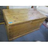 A Victorian pine twin handled trunk 18" H x 33 1/2" W