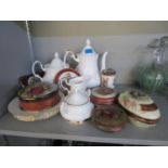 A Royal Albert Val D'or part tea service, together with mixed treen and porcelain dressing table