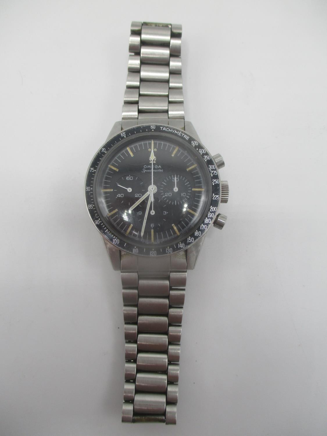 An Omega premoon, Speedmaster Ed White, manual wind, stainless steel gents wristwatch. The black - Image 2 of 15