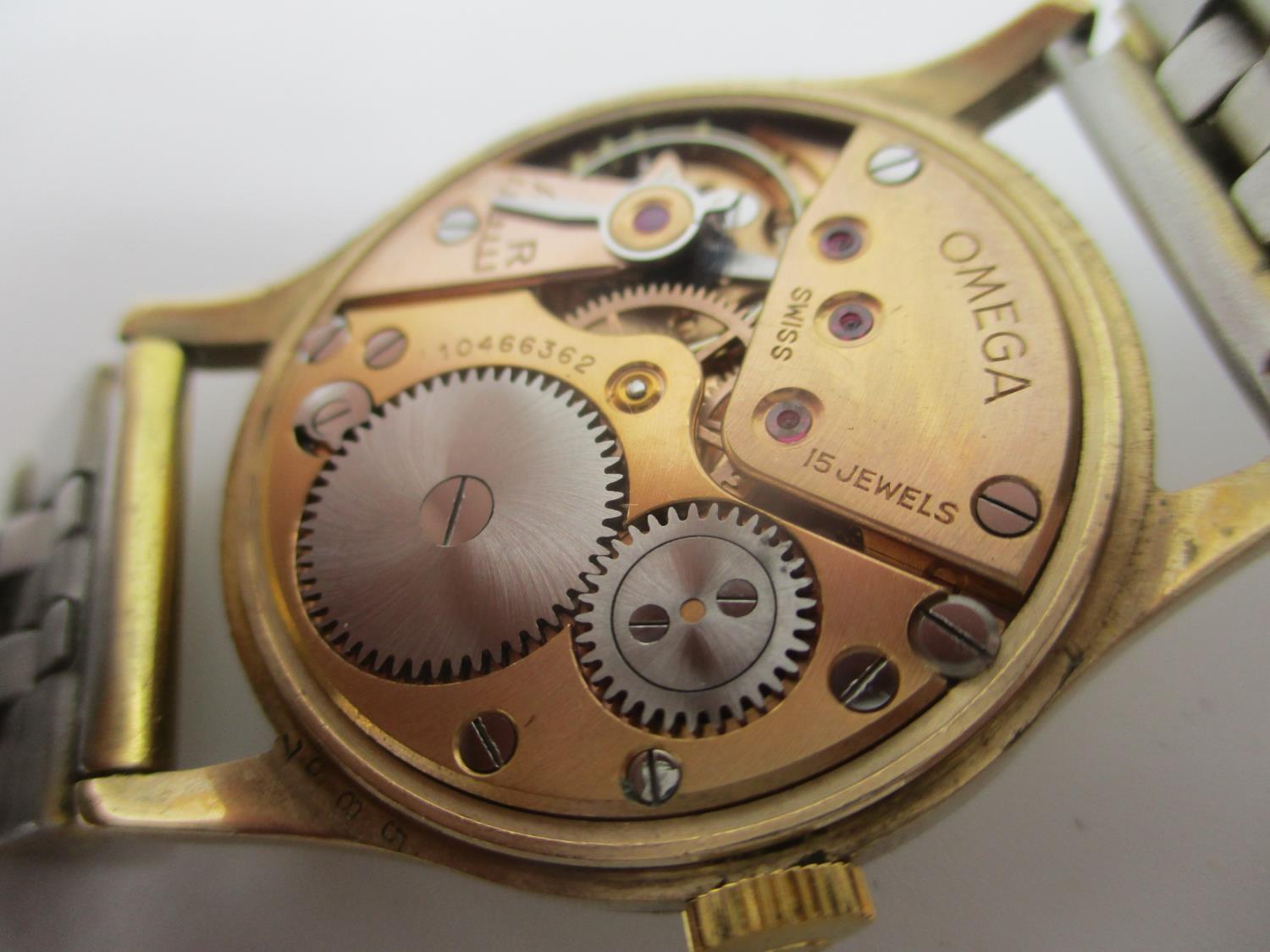 An Omega 9ct gold gents manual wind wristwatch circa 1944, the dial having Arabic numerals and - Image 7 of 8