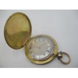 A late 19th century French gold coloured and enamelled, cylinder movement key wound pocket watch,