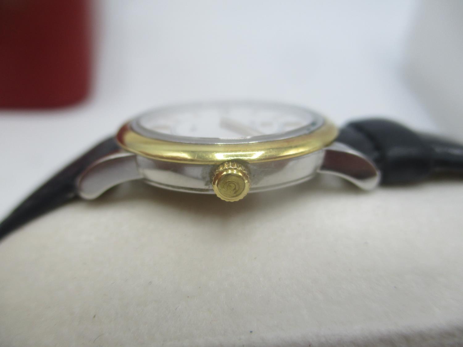 A modern Omega De Ville ladies, steel and gold quartz wristwatch having a white dial with gilt Roman - Image 3 of 6