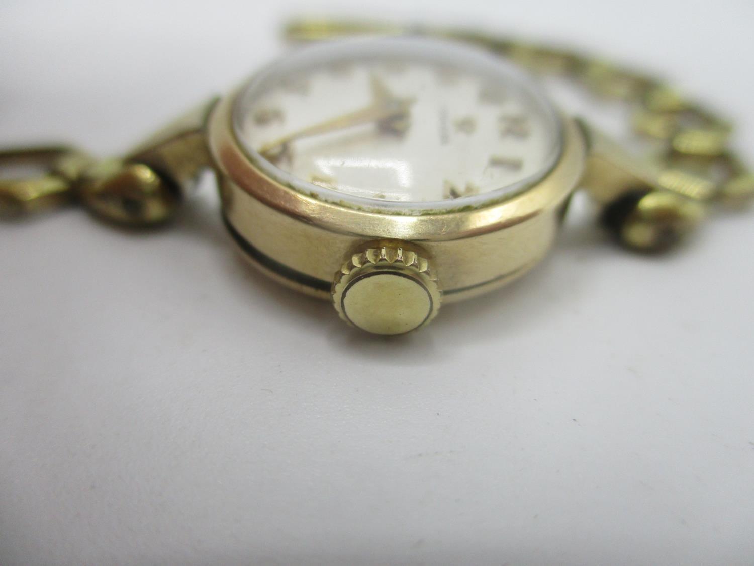 An Omega manual wind, gold plated ladies wristwatch, circa 1956 having a white dial with Arabic - Image 3 of 5