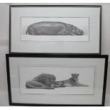 Gary Hodges - 'Tropical Slumber' a study of a hippopotamus, limited edition print 695/850, 7 1/2"