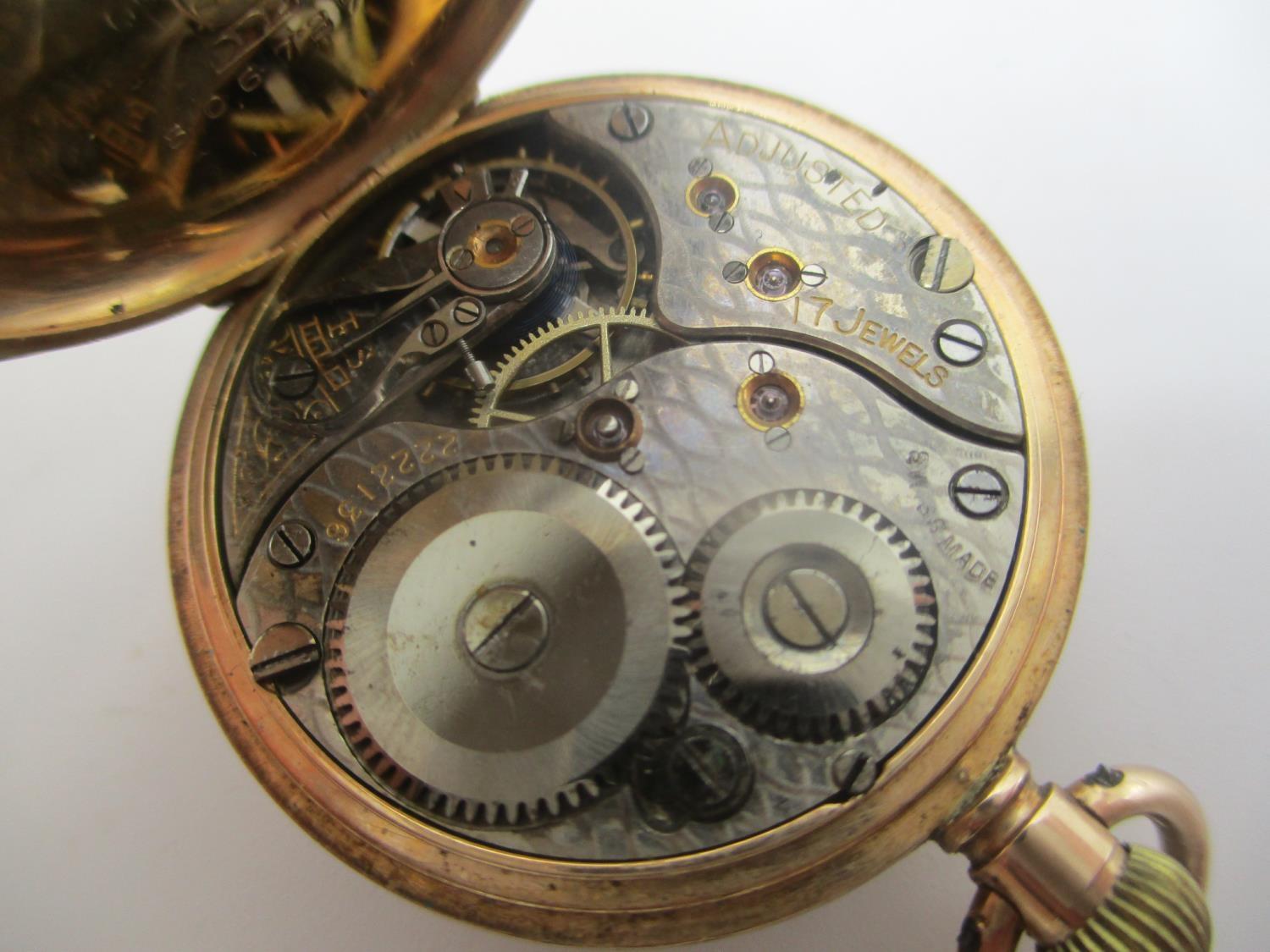 An early 20th century 12ct gold keyless wound fob watch, having a white enamel dial with Roman - Image 5 of 5