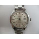 A Tudor Oyster Prince Day Date automatic gents, stainless steel wristwatch having a silvered dial
