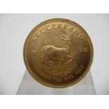 A Gold Krugerand inscribed Fyngoud 1oz fine gold 1974