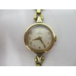 An Omega manual wind, gold plated ladies wristwatch, circa 1956 having a white dial with Arabic