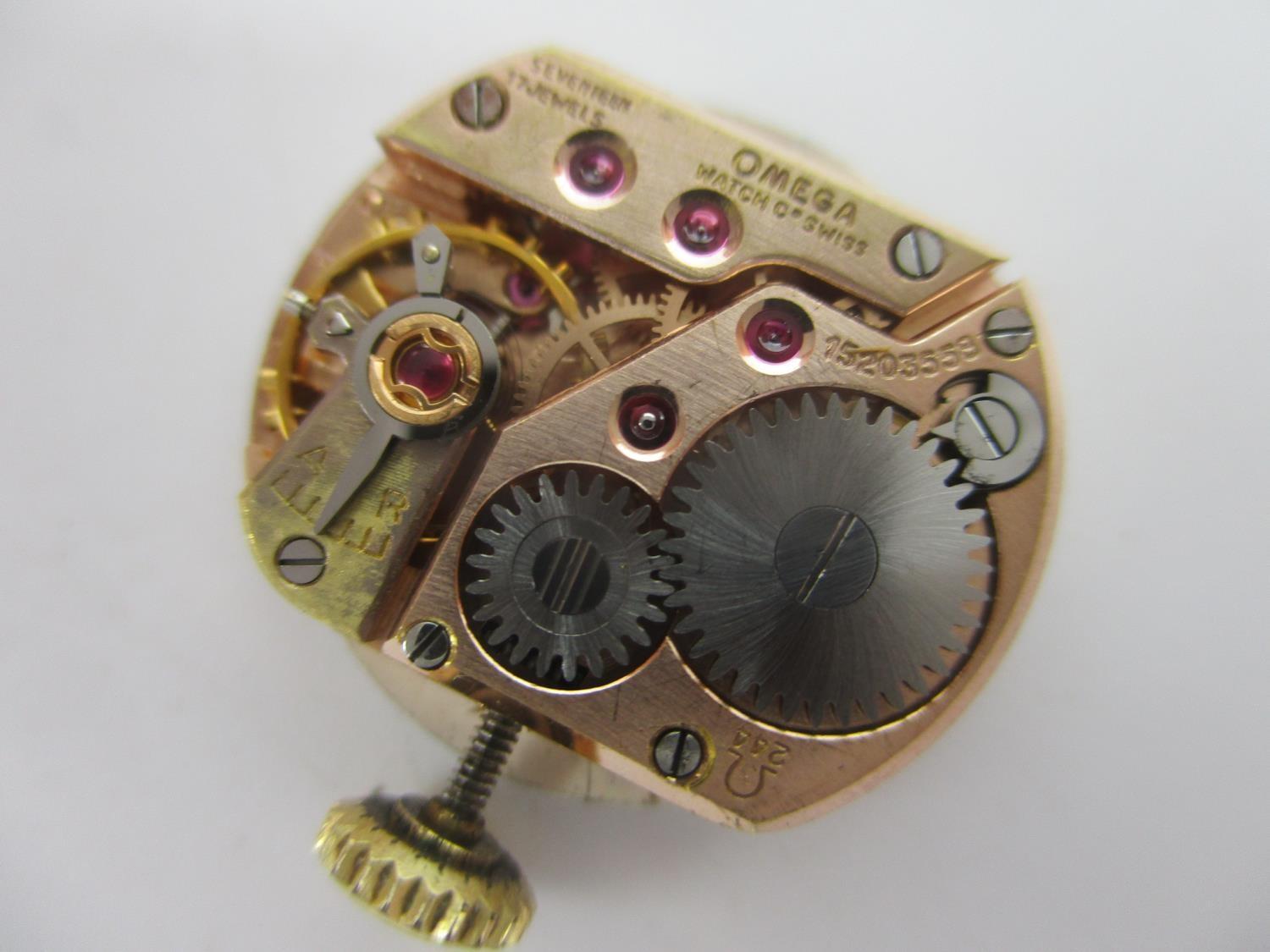 An Omega manual wind, gold plated ladies wristwatch, circa 1956 having a white dial with Arabic - Image 5 of 5