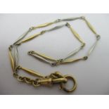 An early 20th century white and yellow metal pocket watch chain, total weight 9.5g