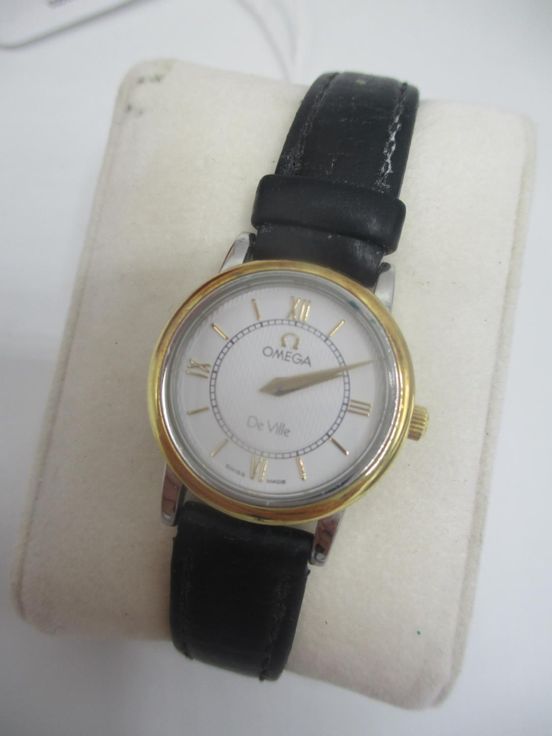 A modern Omega De Ville ladies, steel and gold quartz wristwatch having a white dial with gilt Roman - Image 2 of 6