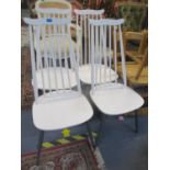 A set of four mid 20th century retro painted Ercol Goldsmith chairs Location: C