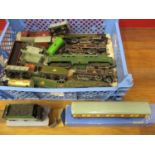 A selection of Hornby toy locomotives and rolling stock