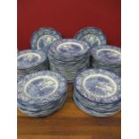 A large collection of Liberty Blue Independence Hall patterned plates