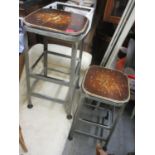 A pair of modern industrial style metal stools
