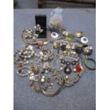 A mixed lot of costume jewellery to include a Mexican silver necklace