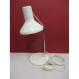A mid century modernist white painted lamp, PAT tested and rewired