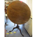 A Georgian mahogany tilt top pedestal table A/F (the strapwork to the base requires attention)