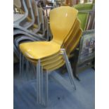 Five Danish Dankerka beech stacking chairs with metal legs