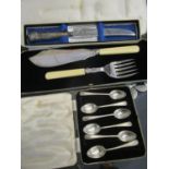 Silver and silver plated cutlery to include a cased set of six and silver teaspoons