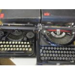 A vintage Imperial typewriter together with a vintage Underwood typewriter, both cased