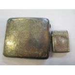 An early 20th century silver cigarette case, together with a vesta case, 122.8g