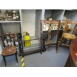 Mixed small furniture to include a cane stead child's highchair, a 19th century bentwood and cane