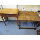 An oak barley twist occasional table and a mahogany table