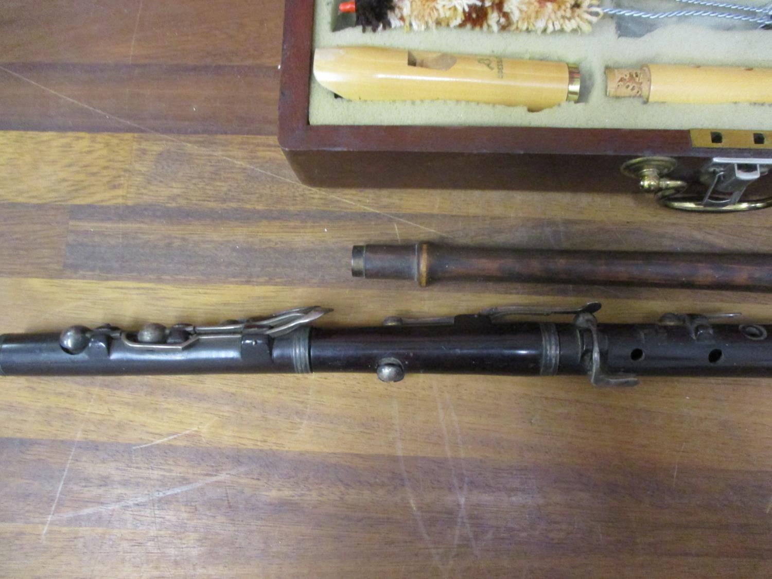 Three recorders and the component parts of a late 19th century/early 20th century flute and - Image 6 of 6