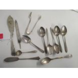 A lot of mixed silver flatware to include a king's pattern butter knife, Sheffield hallmarks,