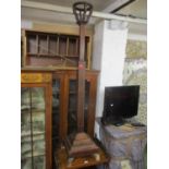 An early 20th century mahogany torchere, 64"h x 13"w, together with a pole screen A/F