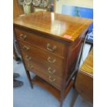 Mixed furniture to include a late 19th/early 20th century music cabinet, a side table, circular