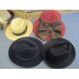 Three felt hats to include Genevieve Louis by Nigel Rayment and a Herbert Johnson, together with a