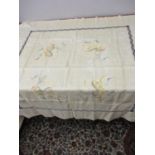 An early 20" century tablecloth with tiger embroidered panels 42" x 45"