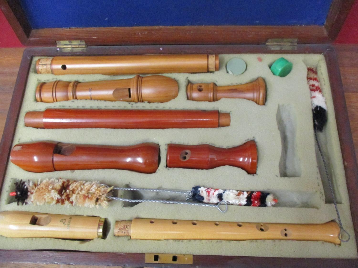 Three recorders and the component parts of a late 19th century/early 20th century flute and - Image 3 of 6