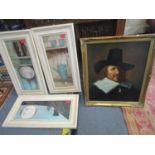 F Rowe - A portrait of Guy Fawkes, oil on board 20th century, signed to lower right corner, 25 1/