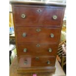 A Victorian mahogany chest of four long drawers with gilt brass handles and plinth base, 30" x 20" x