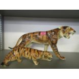A large Keramos Austria pottery model of a tiger, 18" long, 8 1/2" High, and a Cortendorf model of a