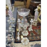Ceramics to include figures, glassware Capodimonte and continental ceramics A/F