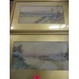 F Gordon - a pair of river scenes, watercolours signed, framed and glazed