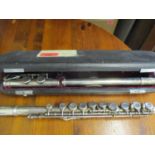 A Lewington silver colour flute in travel case