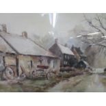 Gerald Edwin Tucker - Cottages and carriage by the village road, watercolour, signed lower right
