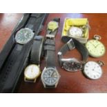 Mixed watches to include an early 20th century pocket watch, an Avia Cadet wristwatch and others